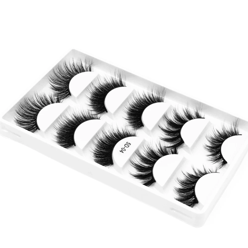 5 Pairs 3d Faux Mink False Eyelashes Thick Volume Natural for Beauty Makeup Extension Fake Eyelashes Strip Lashes Laser Box