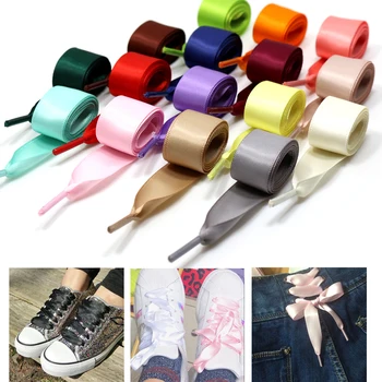 

20 Pair 2cm Width 120cm Bow Flat Silk Ribbon Shoelaces Nylon Shoe Laces Sneaker Lace Outdoor Sport Shoes Rope Strings Accessory