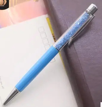 Light Blue Кристальная шариковая ручка с кристаллом на верхней шариковой ручке настраиваемый логотип рекламная шариковая ручка - Цвет: Light Blue
