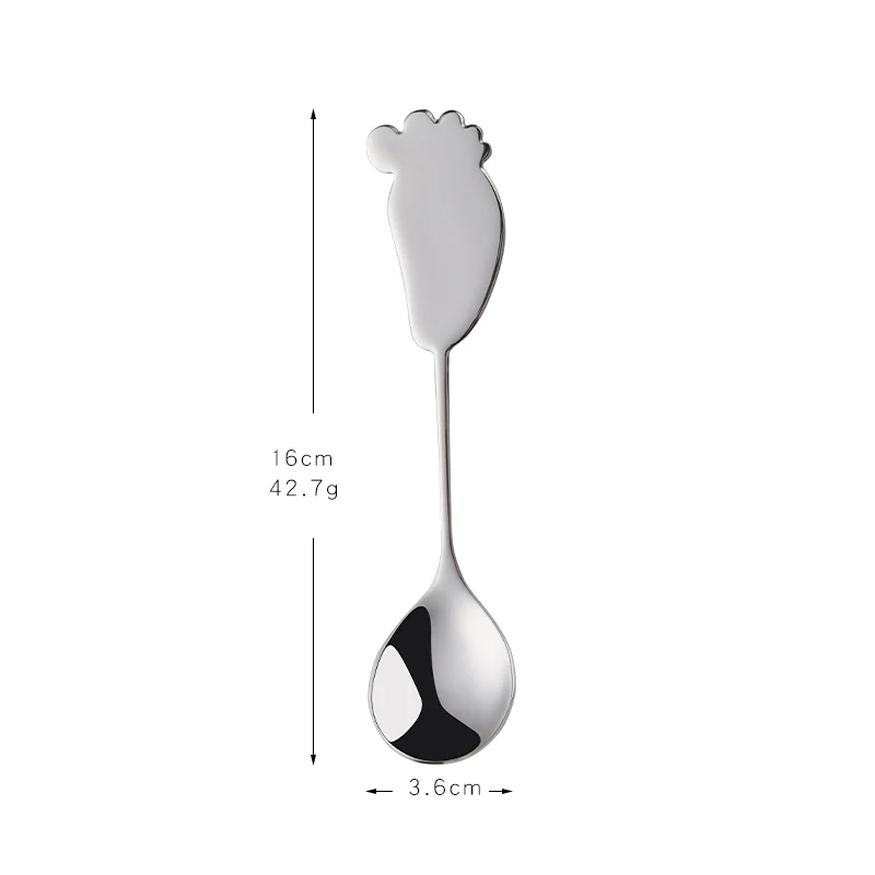 4 Silver-L 4Pcs/lot Creative Coffee Tea Spoon Stainless Steel Mini Cute Spoons Snack Dessert Scoops Drinking Tools Baby Dinner Spoons - Цвет: 4 Silver-L