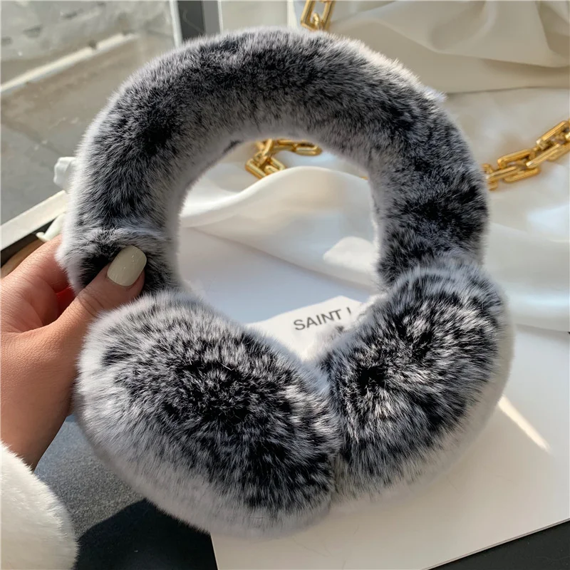 Ear Muffs Winter Fur Rabbit Cute Headphones Women Genuine Real Rabbit Fur Warm Ear Warmer Headbands Bandage Female