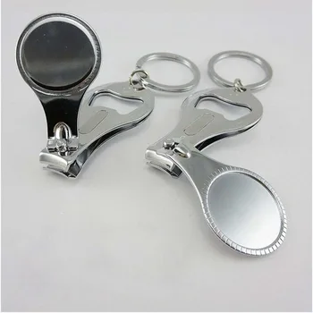 

3 in 1 Bottle Opener Beer Filer Carbon Nail Scissors Clipper Keyring Mini Mirror