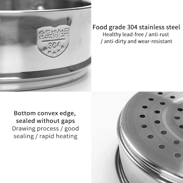 20CM Stainless Steel Thickening Double Ear Steamer Kitchen Tools 6