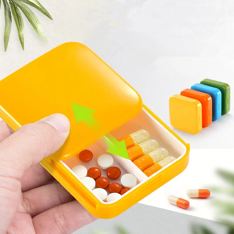 

Cartoon Tablet Compartment Case 2 Grid ABS Medicine Travel Dispenser Pill Box Health Care Container Splitter Organizer