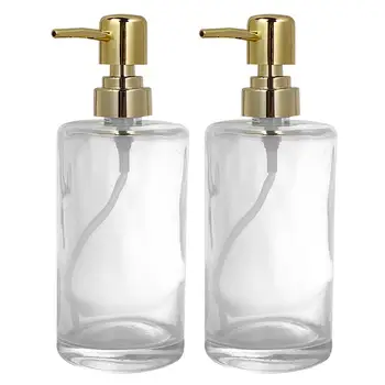 

2Pcs 400ML Transparent Lotion Glass Travel Bottles Shower Gel Shampoo Press Bottle Refillable Bath Storage Bottles