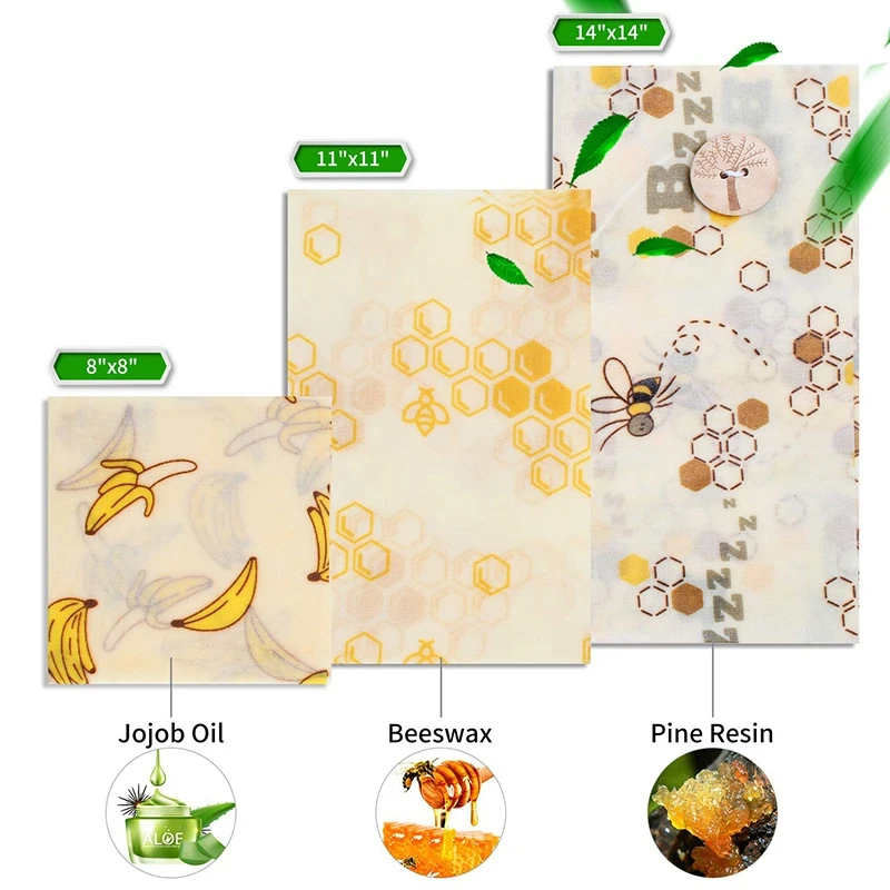 Reusable Beeswax Wrap Food Storage+ Reusable Produce Bag 8 Pack Eco-Friendly, Sustainable Sandwich Wrap Zero Waste Food Cover