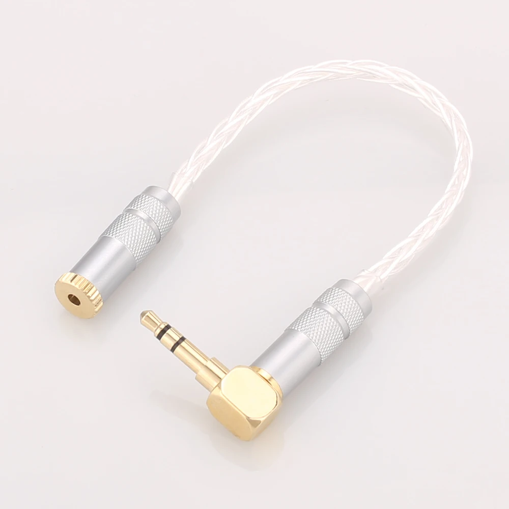 10cm 8Cores Silver Plated 3 5mm Plug to 2 5mm Trrs high quality Female socket Headphone Audio Cable