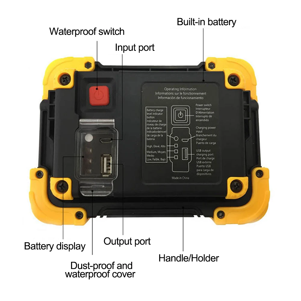 

New LED Rechargeable 20W COB Light Portable Spotlight Work Light Outdoor Camping Lantern Searchlight Flashlight Hand Lamp
