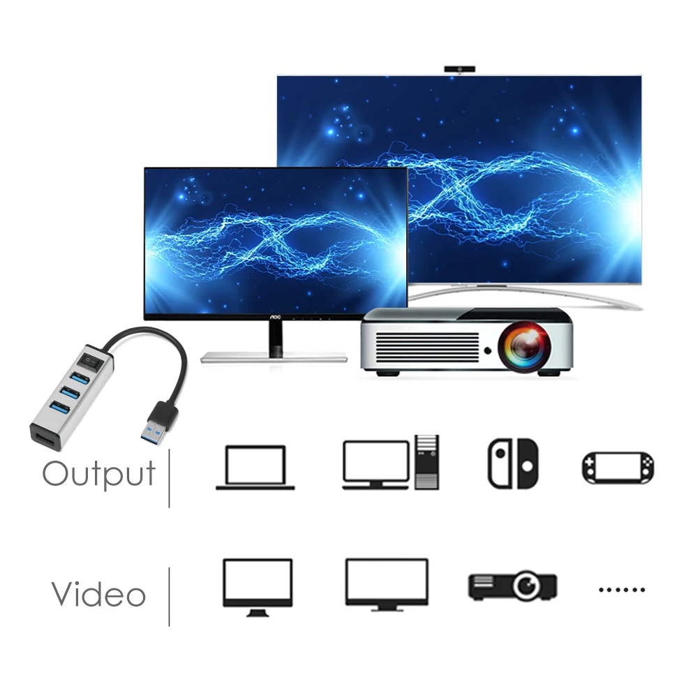 1 шт Высокое Скорость Универсальный USB 3,0 концентратор Алюминий внешний 4 Порты и разъёмы адаптер-разветвитель расширитель для портативных ПК Macbook универсальный разъем