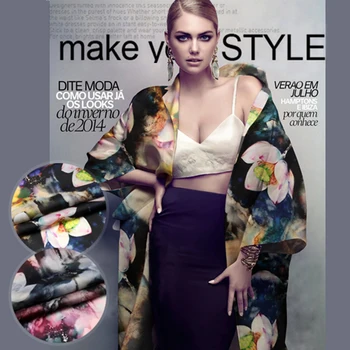 

PRINT SILK ORGANZA SATIN FABRIC 135cm width 14momme Silk Tissue Soie Green Lily Flower Designs