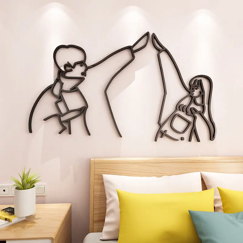 

Creative Stick Figure Wall Stickers Lovers Mural Couple Bedroom Home Decoration Living Room 3d Wallpaper For Walls Girl Decal 1p