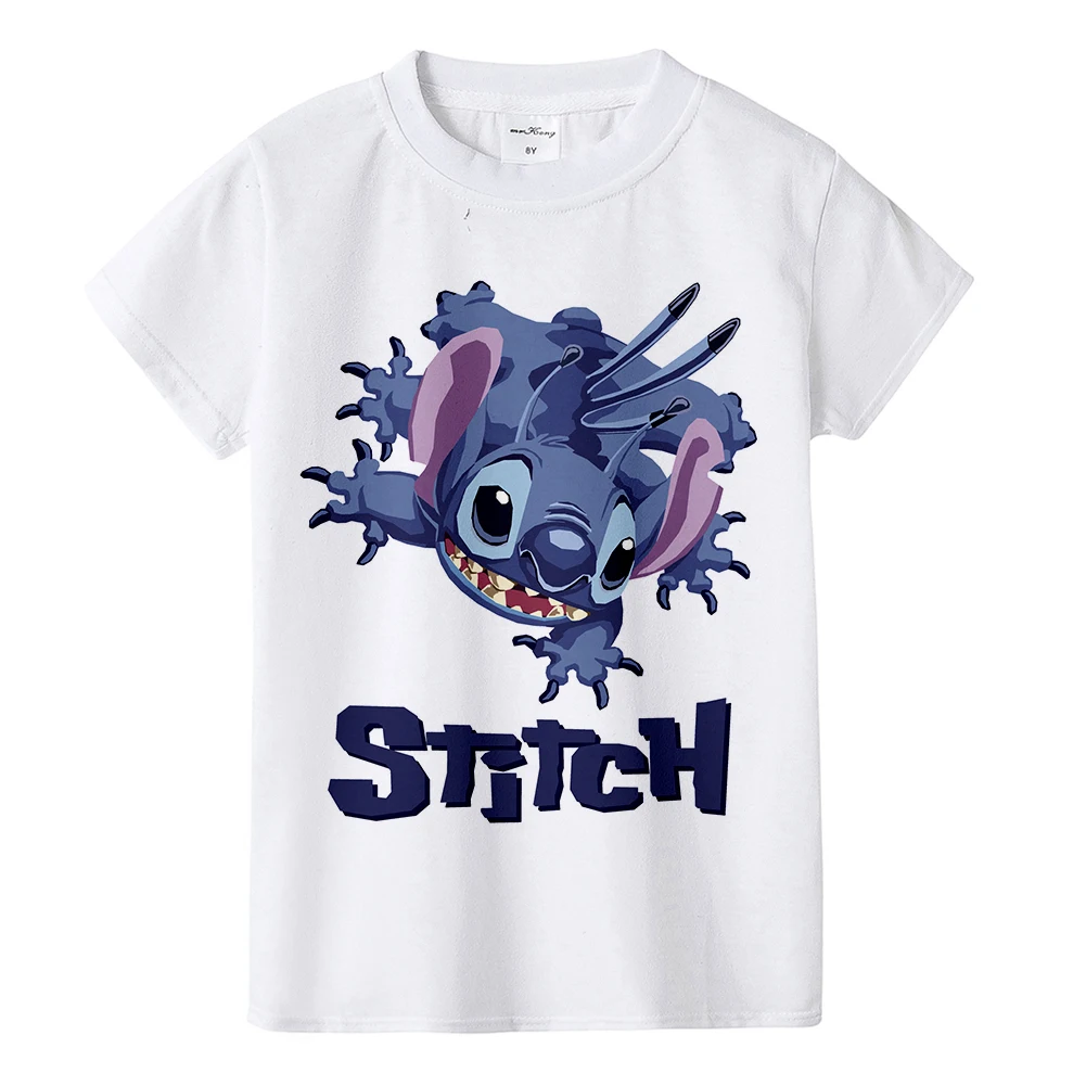 Lilo& Stitch/детская футболка Универсальная футболка для мальчиков и девочек с принтом аниме Повседневный детский топ, BAL584