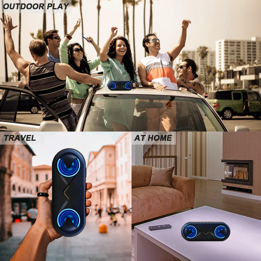 Уличная Bluetooth Колонка 5 0 стерео звук 4D портативный беспроводной громкий динамик плеер с двумя рожками