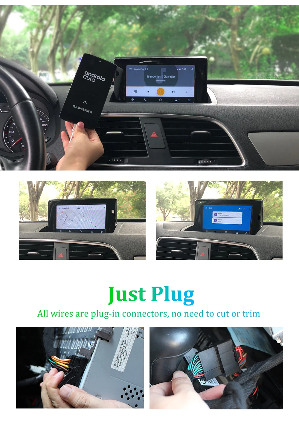 Carlinkit Wireless CarPlay Android Auto Retrofit kit for Audi MMI& No-MMI Original Screen Reverse image CarPlay Decoder