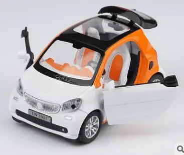 Новинка 1:32 Smart ForTwo сплав литья под давлением модель автомобиля оттяните назад автомобиль со звуковым светом ребенок подарок автомобили игрушки для детей оптом - Цвет: Оранжевый
