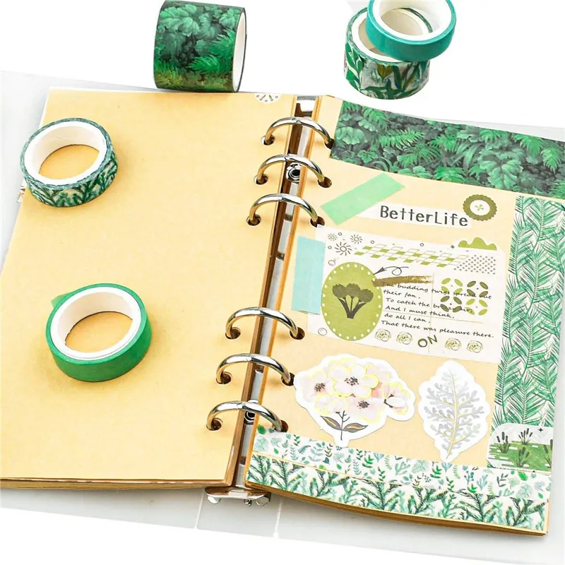 Bibi Flower Garden Mint Grid Washi Tape - paperkumaco