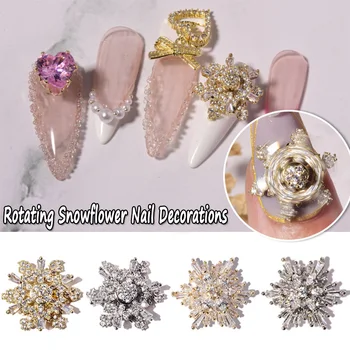 

Gold Silver Nail Art Decorations Rotating Snowflake Zircon 3D Spin Snowflakes Japan Alloy Manicure Accessories Nail Rhinestones