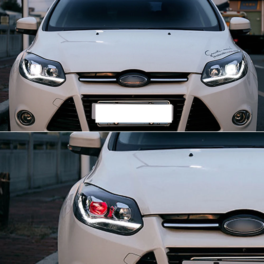 2 шт. светодиодный головной фонарь для Ford Focus 3 фары 2012 2013 Европа светодиодный направляющий свет drl H7 hid Биксеноновые двойные линзы ближнего света