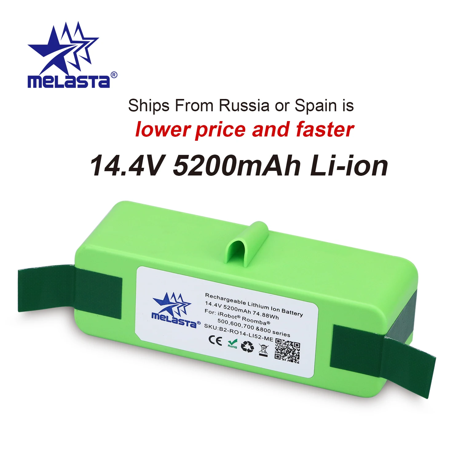 Литий-ионный аккумулятор Melasta 14 4 В 500 Ач для iRobot Roomba 600 700 800 510 серии 530 550 560 610 620 650 770