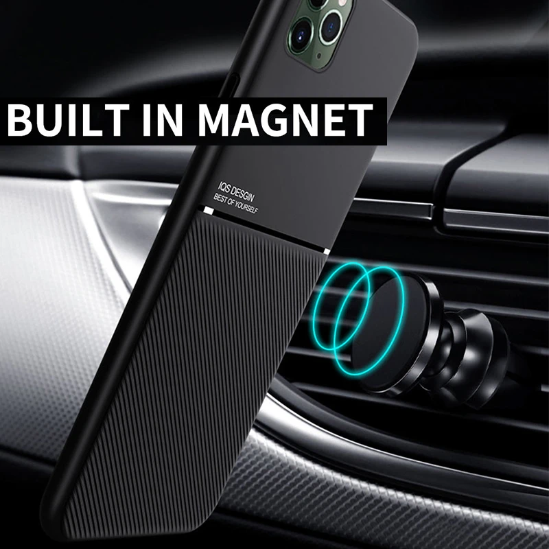 iphone 11 cover Magnetic Car Phone Case for iPhone 11 13 Pro MAX XR XS 12 Mini 6s 7 8 Plus Built-in Magnet Metal Plate Soft TPU Shockproof Cover xr phone case