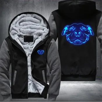 

Winter Pitbull Glowing Mens Hoodies Male Fashion Harajuku High Quality Casual Sweatshirts Zipper Sportswear Thicken Warm Outwear