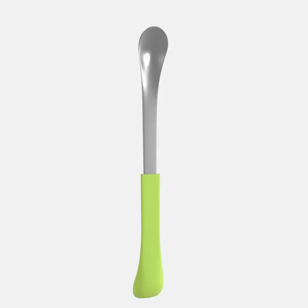 green Kuulee детская ложка для кормления маленькая ложка из нержавеющей стали мягкая и жесткая посуда для кормления из нержавеющей стали более 3 м - Цвет: green