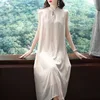 New Summer 2 Pcs Women Set Dress Improved Chinese Hanfu Long Sleeve Thin Cloth+ the sleveeless Elegent Loose Dress ► Photo 2/5