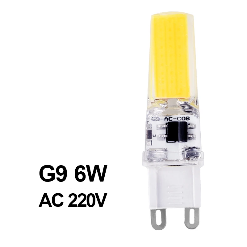 10pcs AC 6W G9 10 шт./лот G4 светодиодный мини-светильник с регулируемой яркостью 12 В DC/AC светодиодный G4 светодиодный s лампочка Люстра светильник супер яркий G4 COB силиконовые лампы ампулы G9 - Испускаемый цвет: 10pcs AC 6W G9