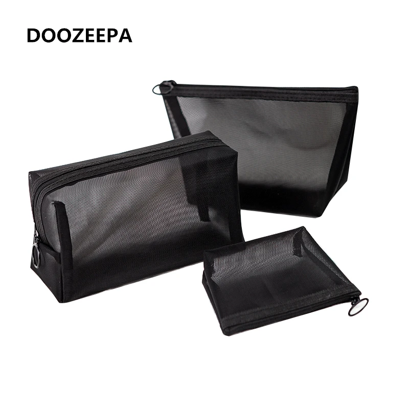 

3Pcs/set Nylon Mesh Transparent Women Cosmetic Bag Small Makeup Bags Beauty Pouch Travel Zipper Make Up Organizer Toiletry Bag