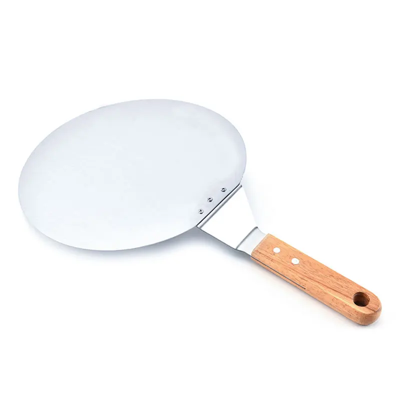 1pc Stainless Steel Anti-scalding Round Pizza Shovel Oak Handle Cake Shovel Cake Pizzas Spatula Baking Pastry Pizza Tools