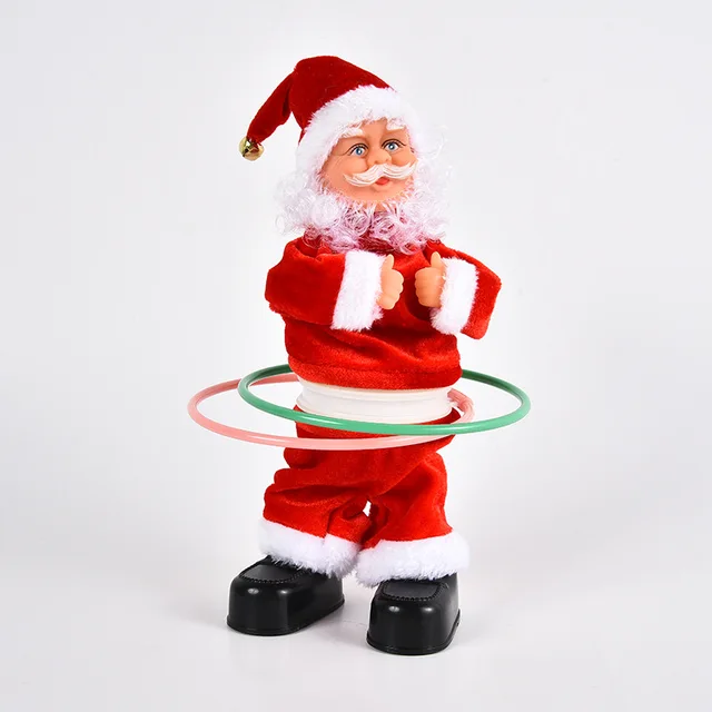 Christmas Dolls 2022 New Christmas Electric Santa Claus Turning Hula Hoop Xmas Gift for Kids 1