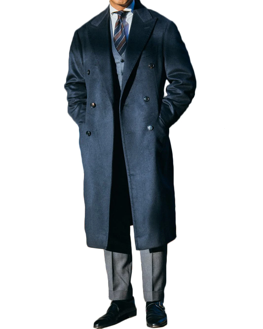 

Однотонного голубого цвета шерстяное мужское пальто двубортная плотная свободная футболка с длинным Длина Повседневный плащ-Тренч зимнее пальто мужской пиджак 123011