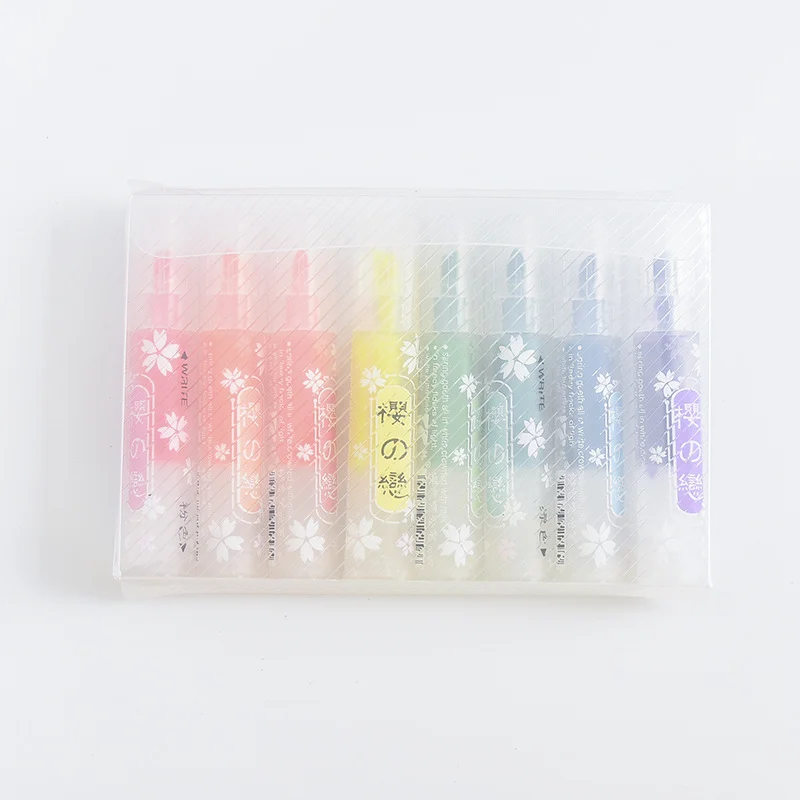 

8pcs/box Creative cartoon trumpet marker Mini transparent highlighter Children's graffiti pen