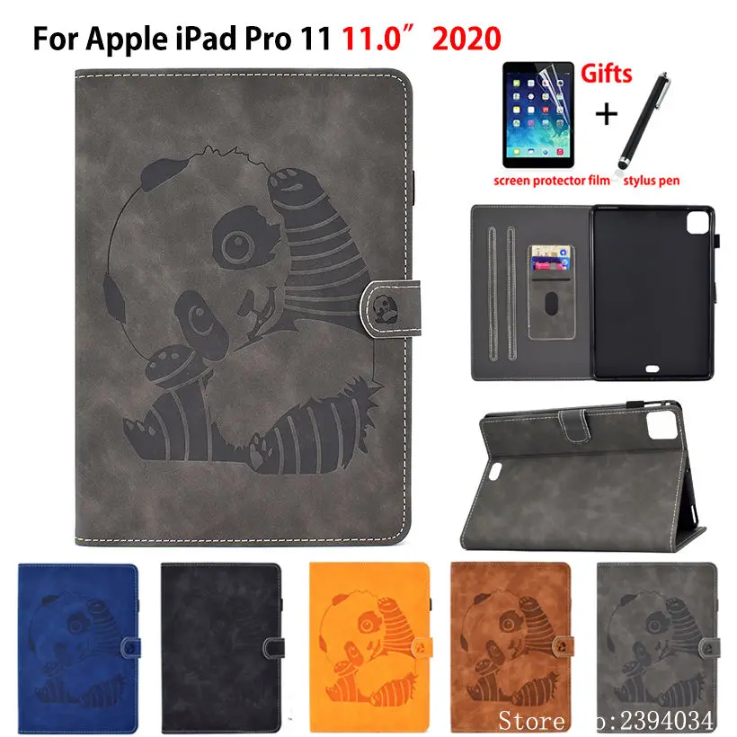 For iPad Pro 11 2020 Smart Case Cover 11" Funda Tablet panda Embossed PU leather Stand Coque Shell Capa +Gift | Компьютеры и офис