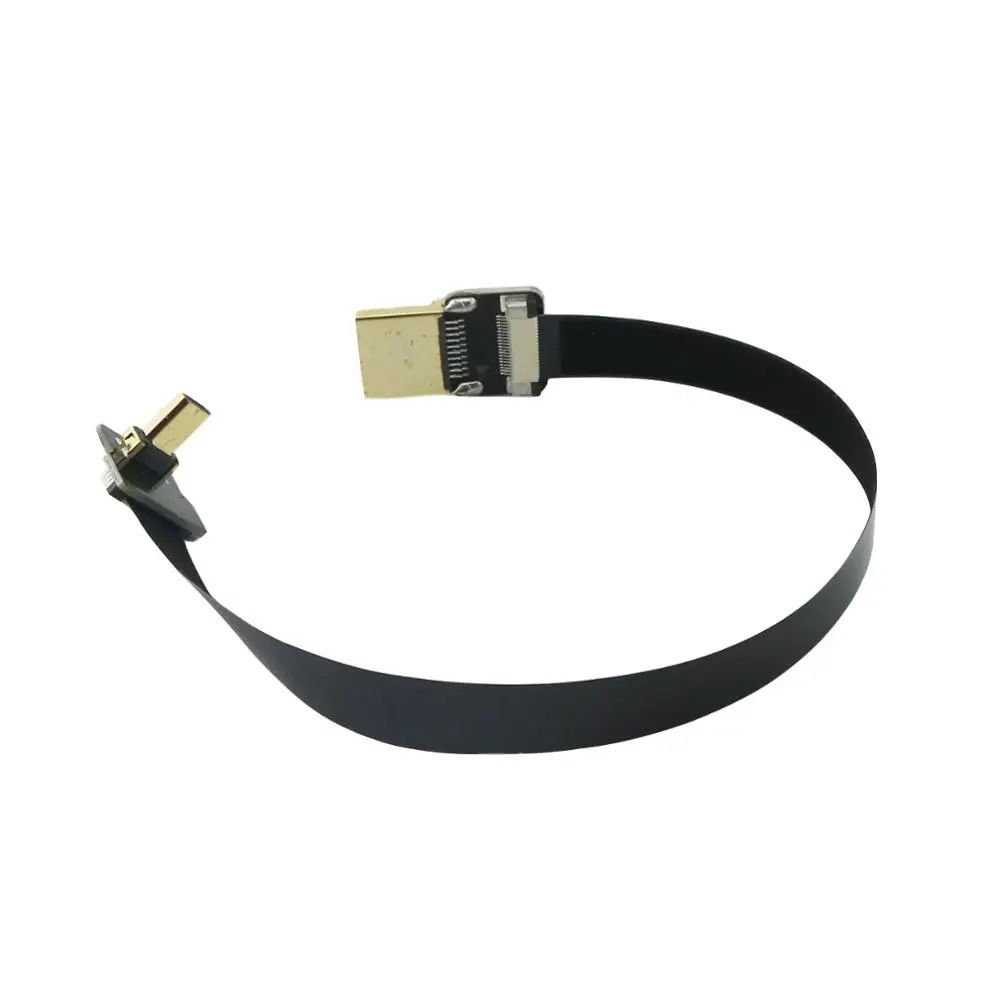 1х FPV HDMI type A Male to Micro HDMI штекер позолоченный FPC плоский Соединительный кабель 20 см прямой/вверх/вниз угол