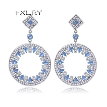

FXLRY Design Vintage Micro Inlay AAA Zircon Court Wind Restoring Ancient Ways Earrings Fashion Women Luxury Wedding JEWELRY