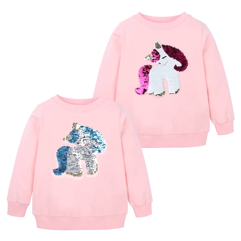 Baby Girls Hoodies Clothes Children Sequins Discoloration children reverse girls outerwear kids tops SC198