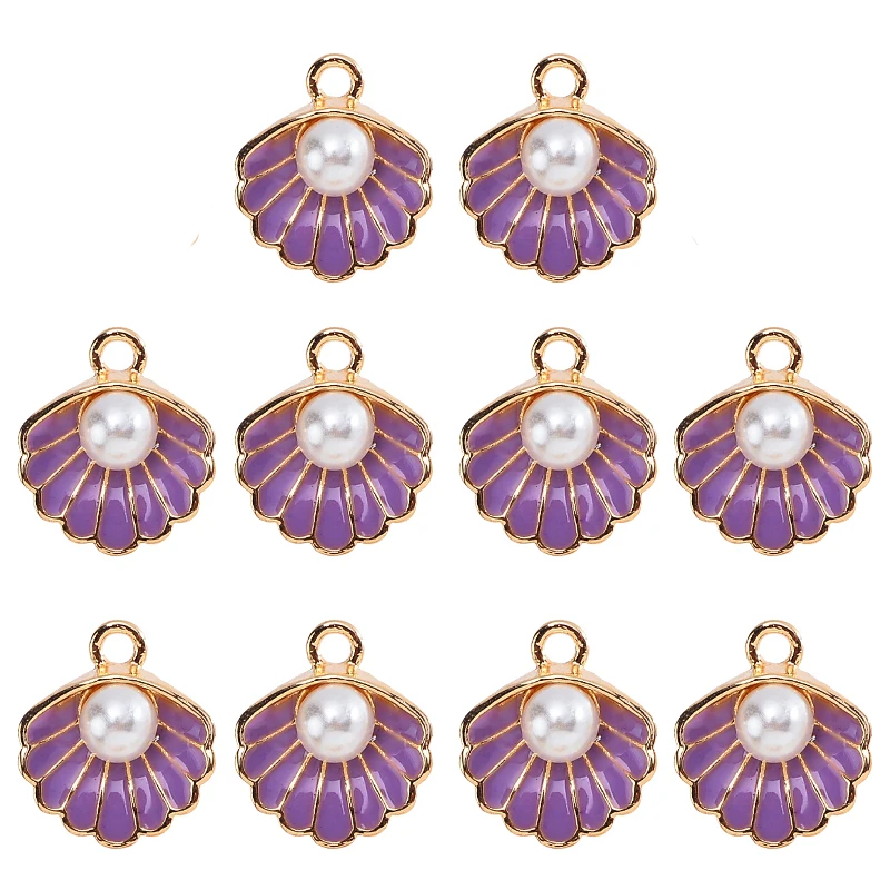 10Pcs Bunte Ozean Shell Emaille Perle Legierung Charme Anhänger frauen Armband Halskette DIY Schmuck Herstellung Zubehör Großhandel – Detail 10