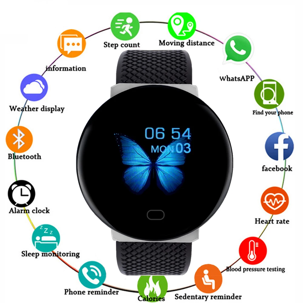 2020 D19 Smart Watch women Heart Rate Blood Pressure Health SmartWatch Men  Bluetooth Watch Wristband Fitness Tracker PK B57 B58|Digital Watches| -  AliExpress