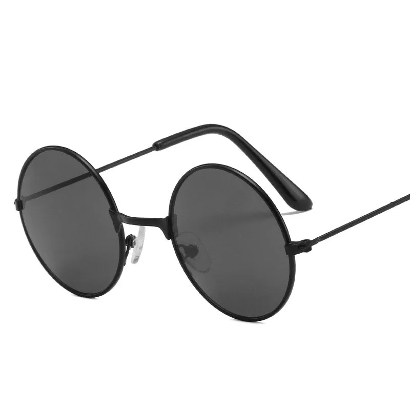 RBRARE Круглые Солнцезащитные очки из сплава для девочек и мальчиков, Винтажные Солнцезащитные очки для детей, цветные зеркальные солнцезащитные очки, градиентные солнцезащитные очки для детей - Цвет линз: Black Gray