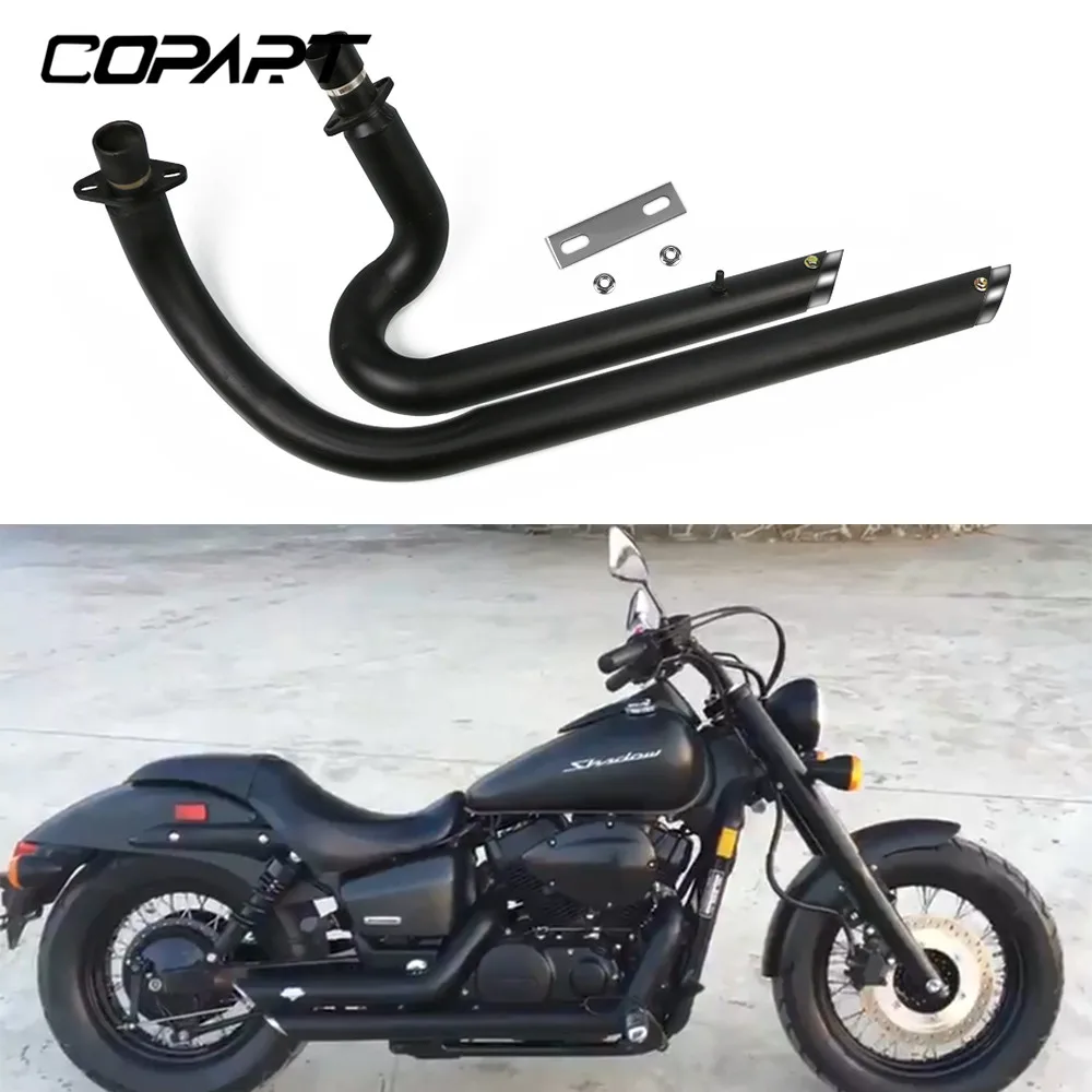 Глушитель выхлопной трубы со съемным глушителем для Honda Shadow VT750 VT 750 Spirit 750 Phantom 750 Aero VT750 хром черный - Цвет: Черный