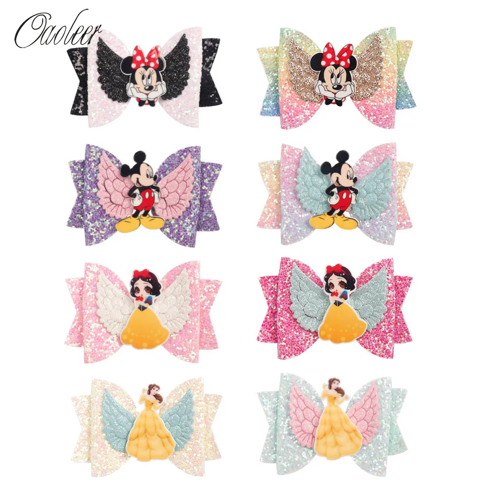 

Oaoleer Hair Accessories 8 pcs/Lot Princess Hairgrips Glitter Hair Bows with Clip Dance Party Bow Hair Clip Girls Barrettes