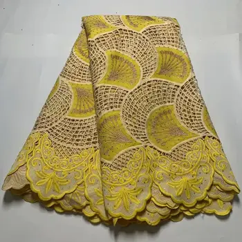 

High Quality Nigerian Lace Fabrics Latest Stones cord African Lace Fabric yellow Lace Wedding Guipure Lace Fabric