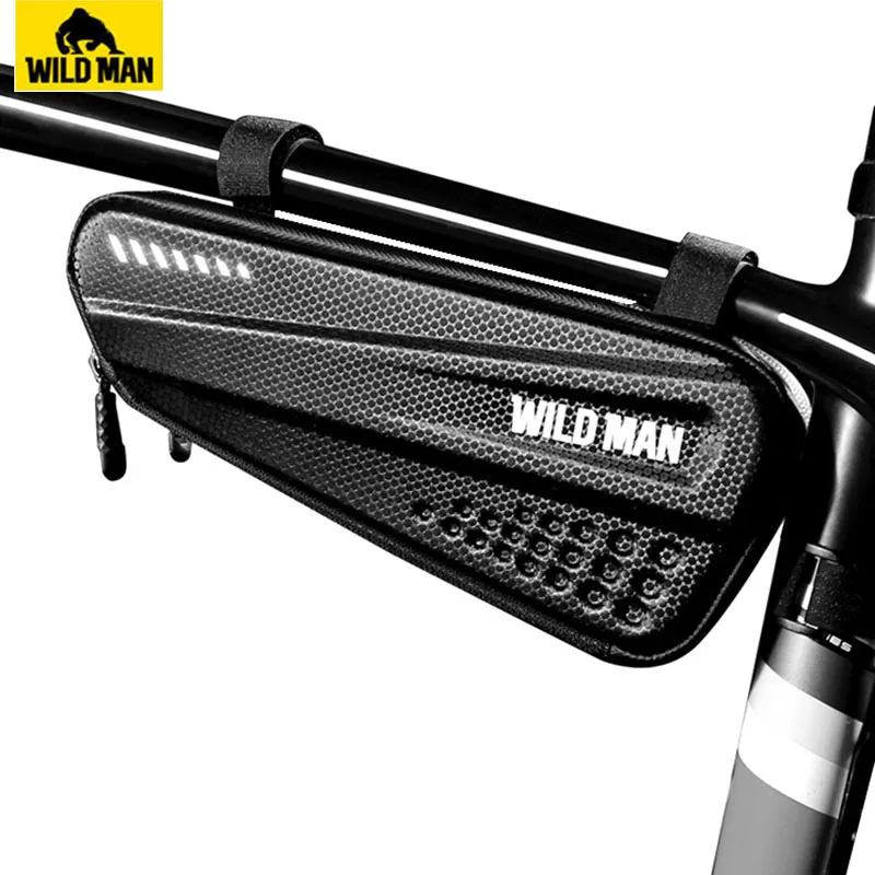 

WILD MAN Bicycle Bag Front Tube Frame Bag Hard Shell Rainproof Bike Bag Double Zipper Triangle Tools Pouch Cycling Accessories