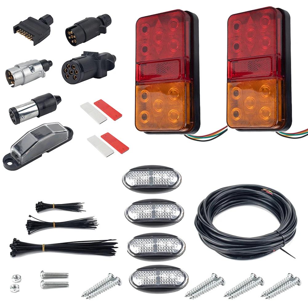 

12V LED Truck Trailer Tail Light Indicator Kit Turn Signal Lamp Bulbs Trailer Water Resistant Rear Taillight