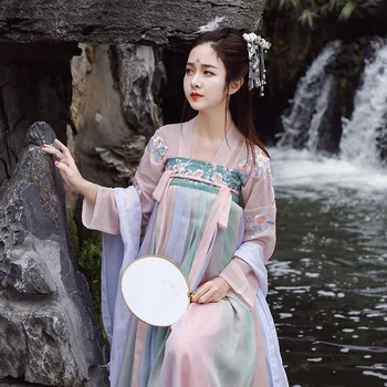 

Elegant Chinese Style Hanfu Dress Folk Dance Costume Chinese Traditional National Fairy Costume Ancient Princess Stage Outfits