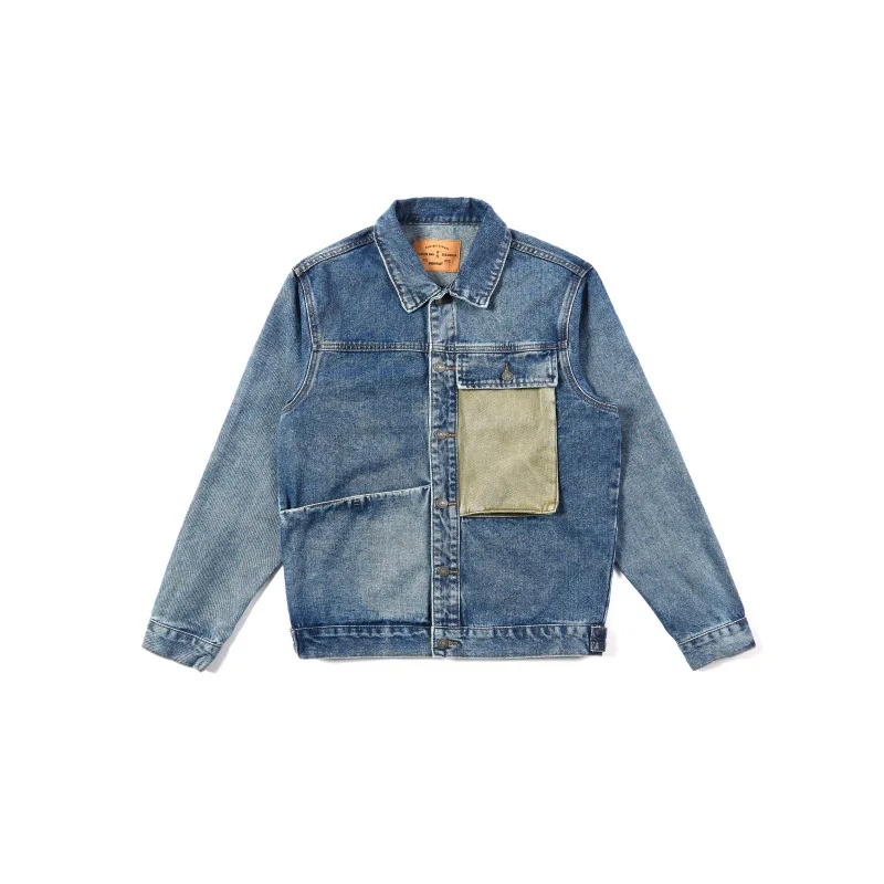 

City Where the Product Washing Army Green Pocket Denim Jacket Men Casual Popular Brand Jacket Autumn Clothing Men's Outdoor Jack