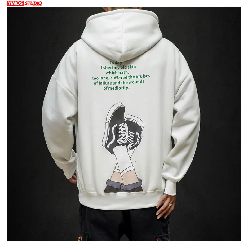 

Dropshipping Autumn Japanese Streetwear Hooded Pullover 2019 Mens Causal Pocket Tops Male Cartoon Pattern Sport Hoodies