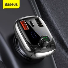 Baseus fm transmissor bluetooth 5.0 kit carro handsfree áudio mp3 player com pps qc3.0 qc4.0 5a carregador rápido modulador fm automático