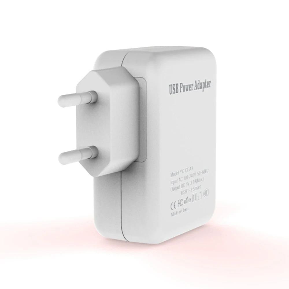 VIPATEY 3-Порты и разъёмы USB Wall Зарядное устройство 5V 3.1A Путешествия адаптер зарядка через usb станция светодиодный Дисплей US/UK/EU Разъем для iPhone iPad samsung - Тип штекера: Европейский Союз (ЕС)